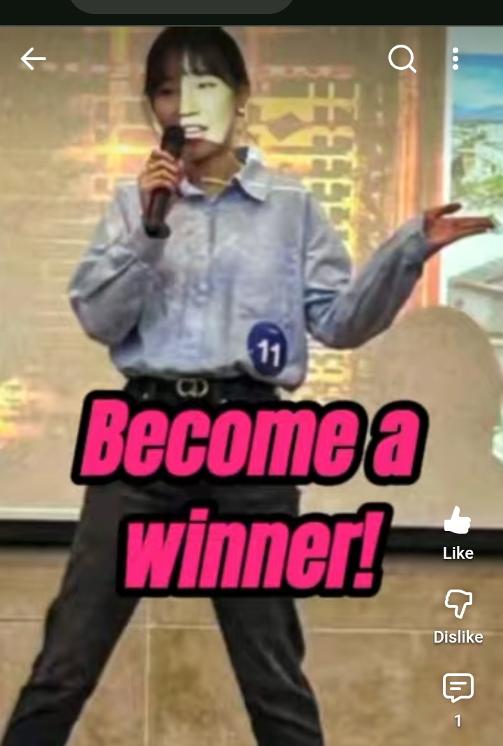 Student winning speaking competition